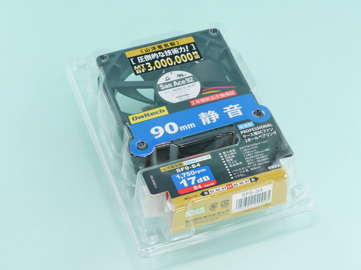 01
山洋電気製静音ファン 9cm 25mm厚 1750rpm SF9-S4
パッケージ